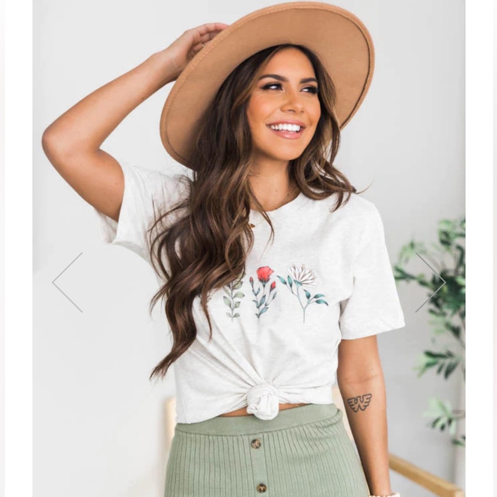 Floral Natural Heather Graphic Tee